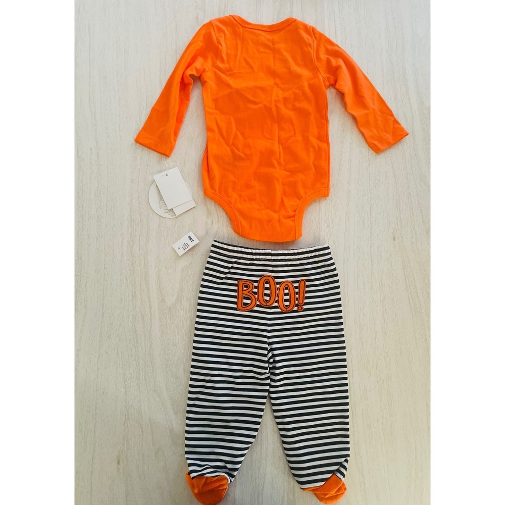 Koala Set Pumpkin Halloween Bodysuit and Boo Striped Pants Set 3/6M NWT - Picture 5 of 9